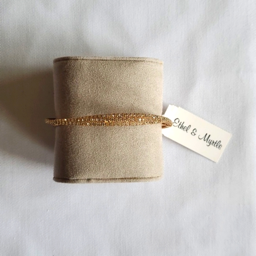 Ethel & Myrtle Rhinestone Super Sparkly Dainty Cuff Bracelet, Twisted Look